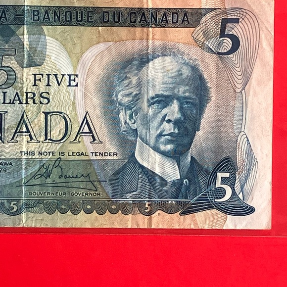 Vintage Old $5 Canadian Bill 1979 - Picture 6 of 6